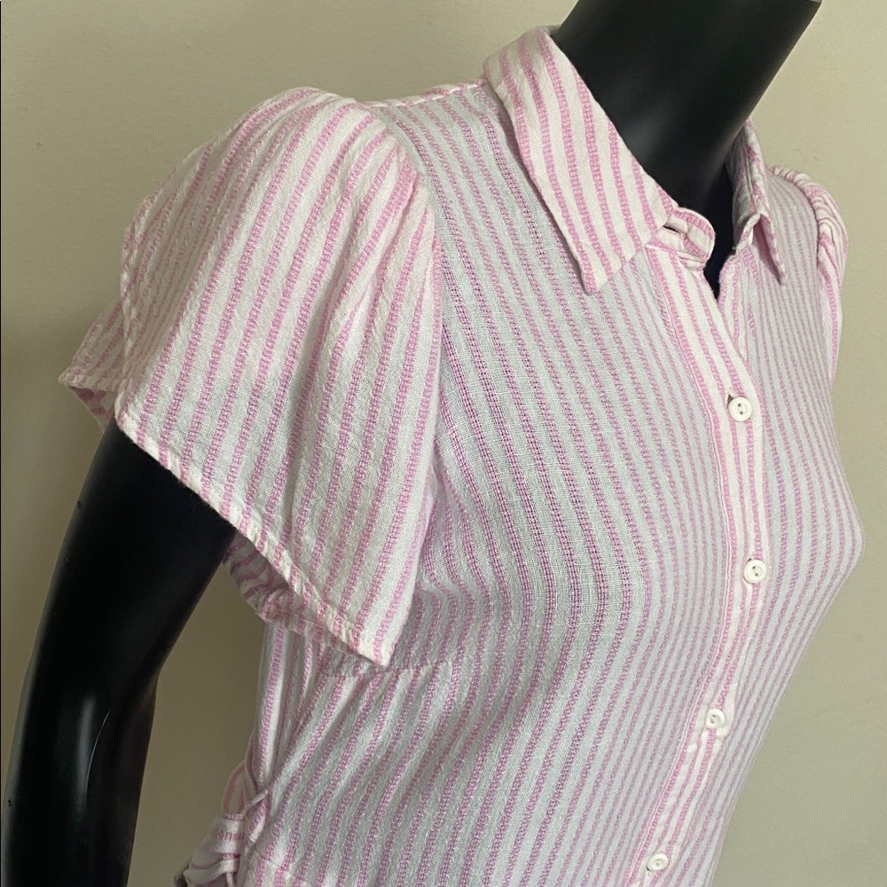Alexis Pink and White Striped Button Mini Dress - Picture 9 of 14